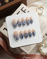 Azure Dream Short Stiletto press on nails, handmade custom nails by Joyeenails