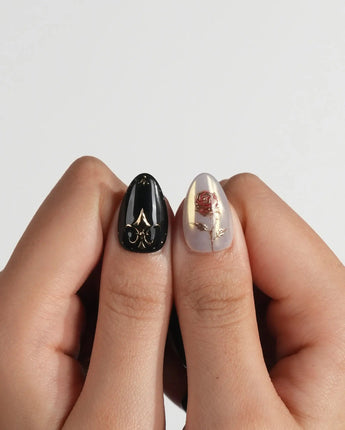 Baroque Noir press-on nails — Mysterious Glossy Black &