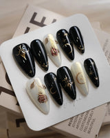 Baroque Noir nails — Mysterious Glossy Black & by Joyee Nails