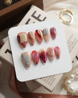 Baroque Palette Short Stiletto press on nails, handmade custom nails by Joyeenails
