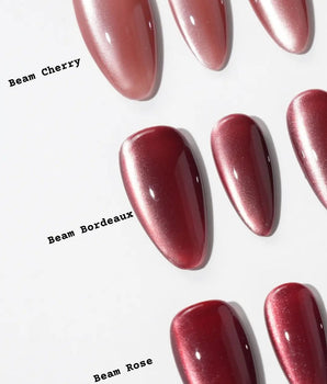 Beam Team #1 handmade press-on nails featuring red cat eye