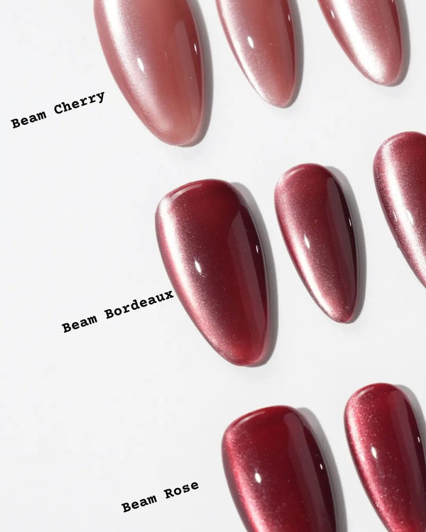 Beam Team #1 handmade press-on nails featuring red cat eye
