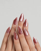 Beam Team #1 press-on nail set — red cat eye design, hand-painted with real gel polish
