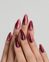 Beam Team #1 press-on nails — red cat eye handmade nail art by Joyee Nails