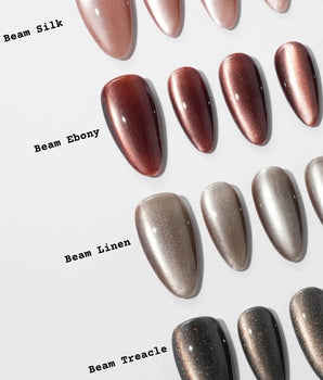 Beam Team #2 handmade press-on nails featuring black cat eye