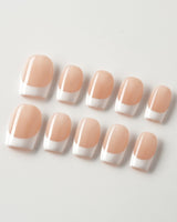 Belle Époque press-on nails in extra short square shape — classic French tip nails