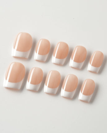Belle Époque press-on nails in extra short square shape — classic French tip nails