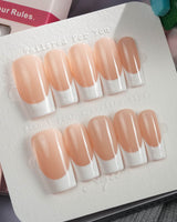 Belle Époque press-on nail set — classic French tip nails design, hand-painted with real gel polish