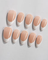 Belle Époque handmade press-on nails featuring classic French tip nails