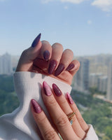 Ruby Red Cat-eye press-on nail set — ruby red magnetic nails design, hand-painted with real gel polish