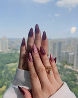 Ruby Red Cat-eye handmade press-on nails featuring ruby red magnetic nails