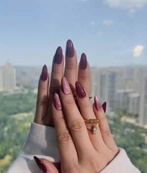 Ruby Red Cat-eye handmade press-on nails featuring ruby red magnetic nails