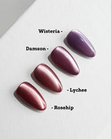 Berry Cat Eye Press On Nails – Handmade Magnetic Velvet – 4 Colors Short Oval with red purple non-3d cat eye nails handmade press-on nails - image 1