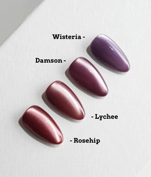 Berry Cat Eye Press On Nails – Handmade Magnetic Velvet – 4 Colors Short Oval with red purple non-3d cat eye nails handmade press-on nails - image 1