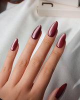 Berry Cat Eye Press On Nails – Handmade Magnetic Velvet – 4 Colors Short Oval with red purple non-3d cat eye nails handmade press-on nails - image 2