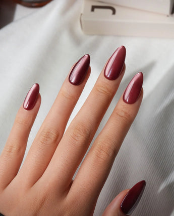Berry Cat Eye Press On Nails – Handmade Magnetic Velvet – 4 Colors Short Oval with red purple non-3d cat eye nails handmade press-on nails - image 2