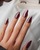 Berry Cat Eye Press On Nails – Handmade Magnetic Velvet – 4 Colors Short Oval with red purple non-3d cat eye nails handmade press-on nails - image 3