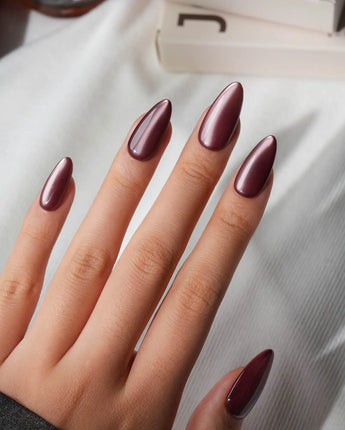 Berry Cat Eye Press On Nails – Handmade Magnetic Velvet – 4 Colors Short Oval with red purple non-3d cat eye nails handmade press-on nails - image 3
