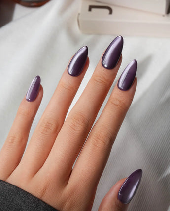 Berry Cat Eye Press On Nails – Handmade Magnetic Velvet – 4 Colors Short Oval with red purple non-3d cat eye nails handmade press-on nails - image 5