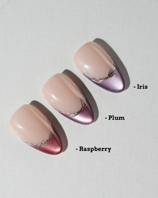Berry Cat Eye Press On Nails – Handmade Purple French Tips – 3 Shades press-on nails by Joyee Nails
