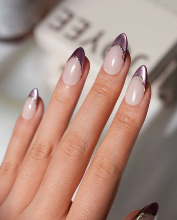Berry Cat Eye Press On Nails – Handmade Purple French Tips – 3 Shades press on nails, handmade custom nails by Joyeenails
