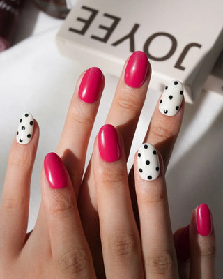 Berry Dot press-on nails by Joyee Nails