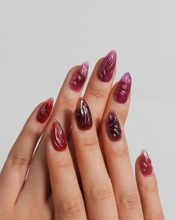 Berry Jelly handmade nails with stained-glass berry gradient and sculpted gel ridges