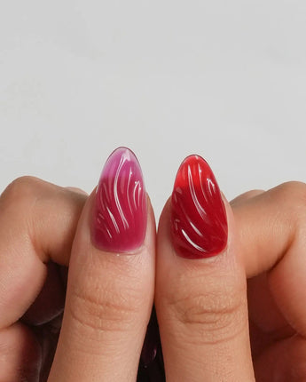 Berry Jelly tonal berry press-ons with rich raspberry and chocolate-wine shades
