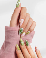 Berry Matcha custom press-on nails with translucent frozen drink finish