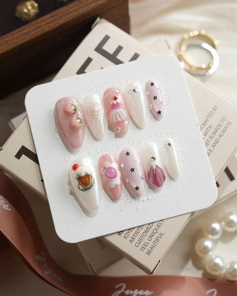 Berry Pudding Medium Almond press on nails, handmade custom nails by Joyeenails