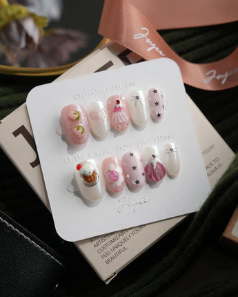 Berry Pudding short oval press-on nails