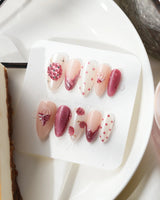 Berry Tart handmade patisserie nail art with crystal sugar and glossy syrupy finish