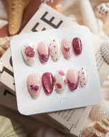 Berry Tart raspberry dessert press-on nails in extra short almond shape