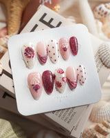 Berry Tart raspberry dessert press-on nails in short almond shape