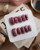 Berry Tweed press-on nails — Grape Purple Red, Vintage