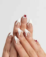 Birthday Cake press-on nails — Vintage Cherry Cream, 3D