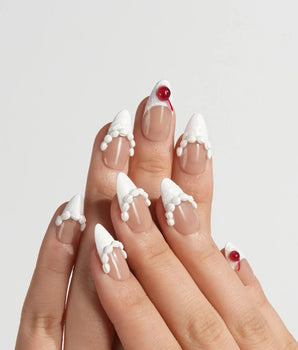 Birthday Cake press-on nails — Vintage Cherry Cream, 3D