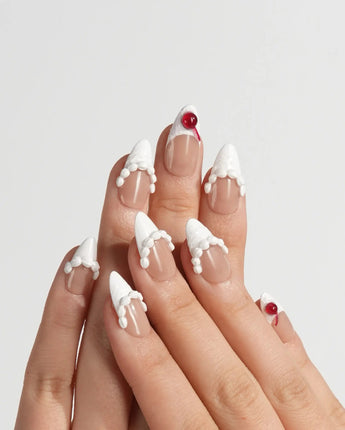 Birthday Cake press-on nails — Vintage Cherry Cream, 3D