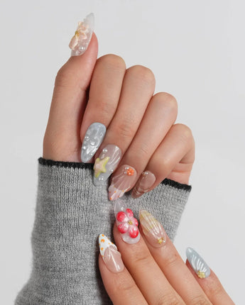 Blue Lagoon Medium Almond press on nails, handmade custom nails by Joyeenails