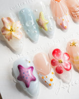 Blue Lagoon Medium Almond press on nails, handmade custom nails by Joyeenails