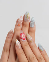 Blue Lagoon Medium Almond press on nails, handmade custom nails by Joyeenails