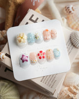 Blue Lagoon Extra Short Squoval press on nails, handmade custom nails by Joyeenails