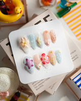 Blue Lagoon Medium Almond press on nails, handmade custom nails by Joyeenails