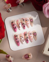 Boo Barbie press-on nails — Pink White Halloween, Ghost Pumpkin Mummy. handmade nail art by Joyee Nails