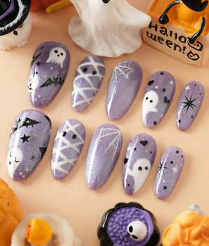 Boo Flicks -Purple press-on nails — Purple Glitter Halloween, Playful