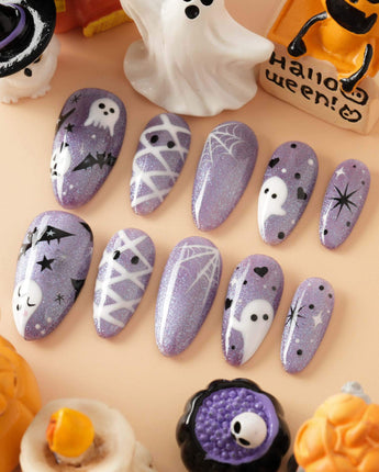 Boo Flicks -Purple press-on nails — Purple Glitter Halloween, Playful