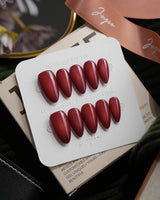 Brick Short Almond red press on nails fall with red aura handmade nail art - image 2