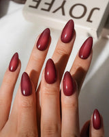 Brick Short Almond red press on nails fall with red aura handmade nail art - image 1