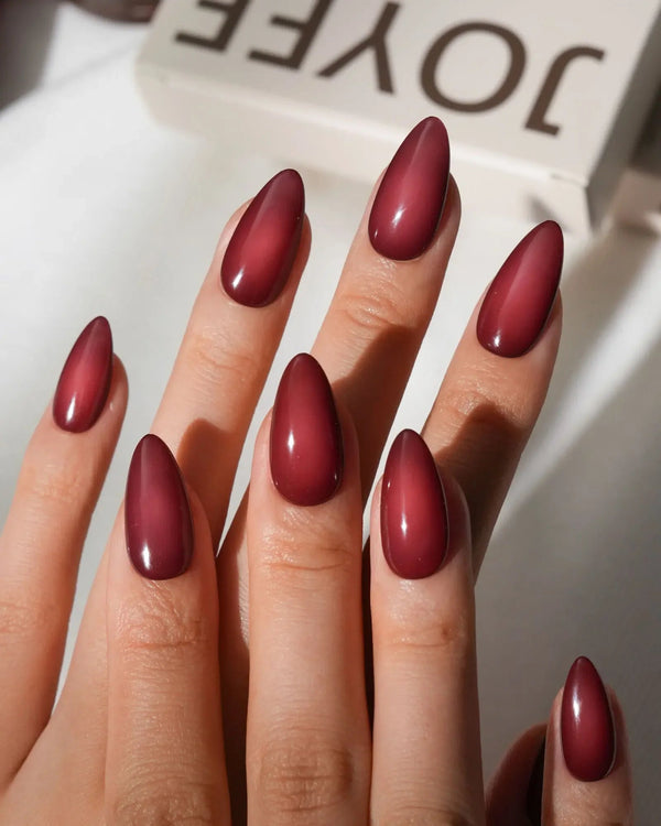 Brick Short Almond red press on nails fall with red aura handmade nail art - image 1