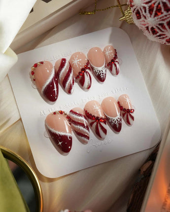 Broadway Rouge nails — Festive Red & White by Joyee Nails